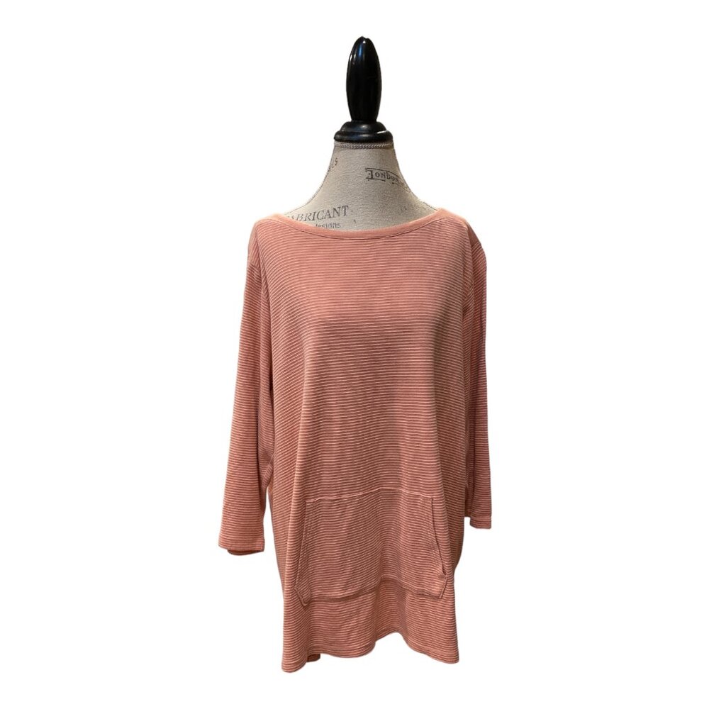 Liz Claiborne Striped Pullover Cotton Comfort Loungewear Top Women's Sz 2X